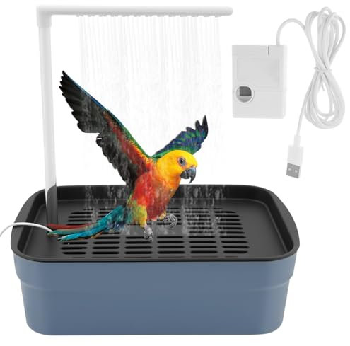 Eyoulife Automatische Papageien Badewanne mit Automatischem Wasserzirkulationssystem, Wellensittich Dusche Wellensittich Badewanne Einfach Montieren, Vogeldusche für Papageien