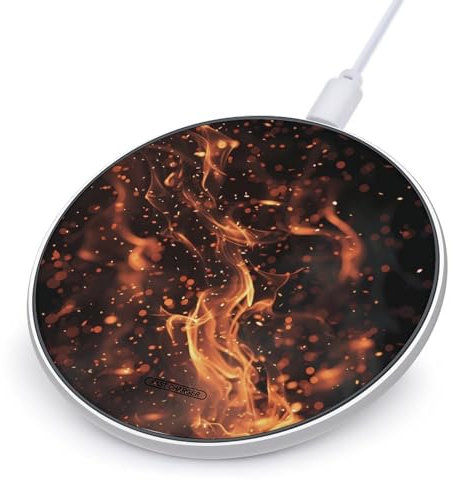 Orange Fire Wireless Charger Cute Wireless Charging Pad Women Men