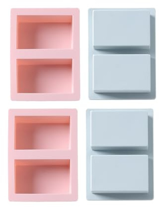 SilikonForm 4 Stück Rechteckiger Quadratischer Ziegel Schokoladengelee Kuchen Backen Snack FormBlau Rosa