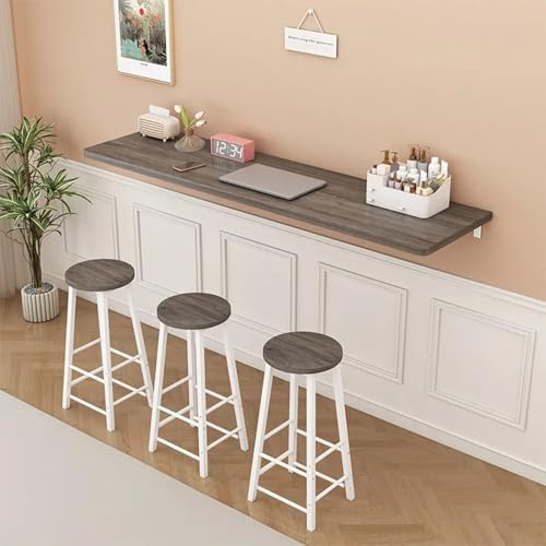 JuanNest Collapsible Wall Mounted Desk, Small Breakfast Bar Table, Wall Desk, Foldable Floating Workbench for Laptop Study Dining Balcony Bedroom Bathroom Kitchen, Space-Saving Solution E,160×40CM