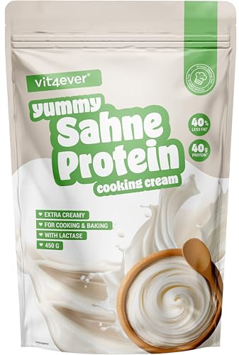 vit4ever Yummy Panna Protein -450 g - Proteine del Siero di Latte | Ingrediente Proteico per Cucinare e Cuocere al Forno - Senza Zuccheri Aggiunti e con Meno Grassi rispetto alla Panna