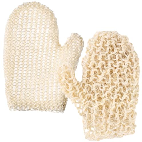 2 Stück Schrubbhandschuhe aus Sisal für Körperpeeling und Badewanne