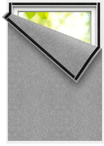 Edonkvi Estor Opaco Sin Taladrar,Ortina Ventana Tela Aislante Termica,Stores Ventanas Estores Opacos,Estor Oscurecedor Material de Lino,100% Blackout Persianas por Metros,Proteccion Solar Ventanas