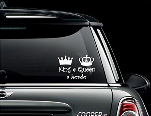 AWS Aufkleber King und Queen an Bordüre aus Vinyl in 7 Farben (weiß)