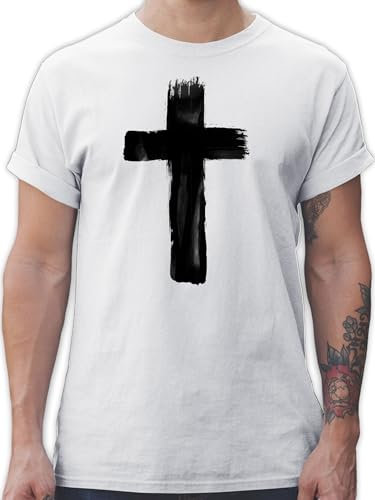 T-Shirt Herren - Symbol und Zeichen Outfit - Kreuz Vintage - XL - Weiß - Tshirt christlich christliche t-Shirts mit christlicher christliches Shirt einem christlichen Motiven für männer Symbole