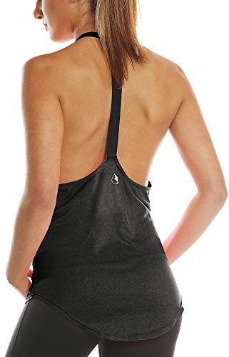 icyzone Damen Fitness Sport Tank Top Ärmelloses Sport Oberteil Yoga Gym Shirt (S, Black)