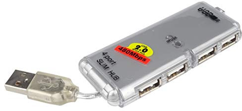 PremiumCord Hub USB de 4 Puertos sin alimentación, Cable Integrado, USB 2.0 de Alta Velocidad, hasta 480 Mbit/s, ku2hub4ws