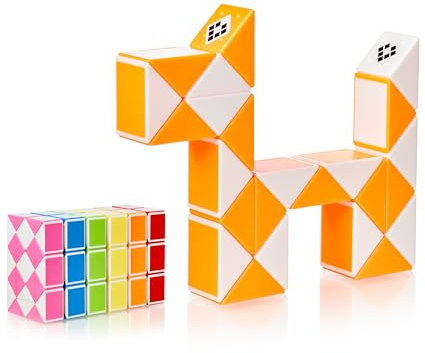 CUBIDI® Original Magic Snake - 24 Blöcke Orange | Knobelspiele für Kinder & Erwachsene | Ideal als Mitgebsel Kindergeburtstag Gastgeschenke oder kleine Geschenke für Kinder