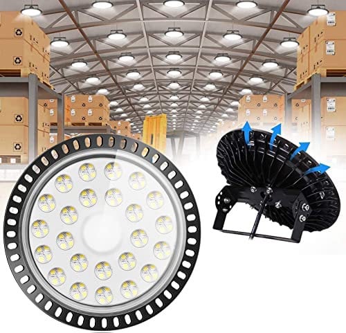 WZTO 100W LED UFO Industrielampe, 10000LM LED Hallenstrahler, SMD 2835 LED High Bay Licht mit Kaltweiß 6000-6500K, Abstrahlwinkel 120° für Deckenleuchte, Hallenbeleuchtung, Werkstattbeleuchtung