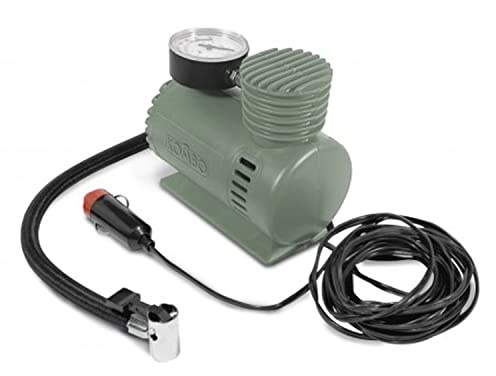 KOMBO – Tragbarer Elektrischer Kompressor 12V DC – Druck Bis Zu 250 PSI, Kabel mit Auto-Zigarettenanzünder-Adapter, 3 Aufsätze Zum Aufpumpen Inklusive