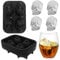 FLZONE 4 grilles Tête de Mort Moules à glaçons, 3D Tête de Mort Ice Cube avec Couvercle, drôle Tête de Mort de Glace pour Whiskey, Cocktails et Boissons jus avec Mini Entonnoir