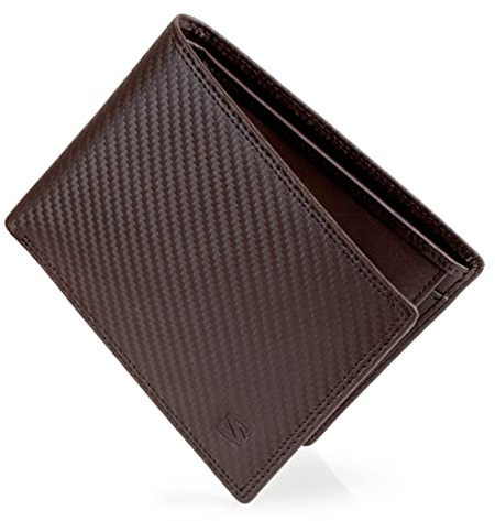 SERASAR | Premium Echt Leder Geldbörse [Carbon] für Herren in schwarz & braun mit Carbon Optik | 9 Kartenfächer | RFID-Schutz | Exklusive Geschenkschachtel | Tolle Geschenkidee