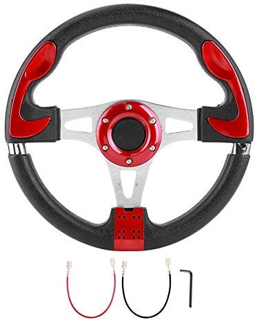 Sportlenkrad, 320 mm/12,5 Zoll Autosportlenkrad mit Hupenknopf Universal Auto Modified Parts(rot)