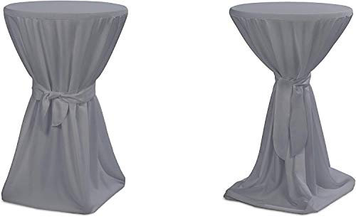 TexDeko® Stehtischhussen Premium mit Schleifenband Blickdicht für Bistrotische Bartische Tisch-Überzug Grau Ø 90cm Oeko-TEX Zertifikat