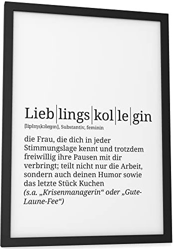 Papierschmiede® Definition: Lieblingskollegin, DIN A4 (21x30 cm), Poster für Wohnzimmer, Schlafzimmer, Küche, Esszimmer, Wandbild Geschenk Wanddeko - ohne Rahmen
