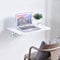 Urkitd Wall Mounted Folding Table, Drop Leaf Wall Shelf, Floating Foldable Table, Mounted Desk for Small Spaces, Wooden Space Saving Hanging Table for Study Bedroom Laundry Balcony Kitchen, White