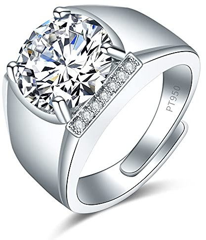 Glänzender Volldiamantring, 5 Karat, Rundschliff, Zirkonia, Verlobungsring, Ehering für Herren, Silberring, CZ, Cocktailring, Ewigkeit, 950 Platin, simulierter Moissanit-Ring, verstellbarer Ring 065