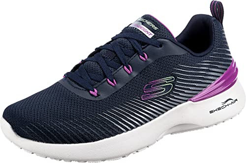 Skechers Damen Skech-AIR Dynamight Luminosity Sneaker, Navy Mesh Purple Trim, 40 EU