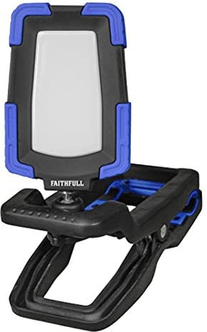 Faithfull FPPCLIP10R Rechargable Cordless LED Clip Grip Work Light 10 W 1000Lm, Blue/Black,156 x 105 x 251mm