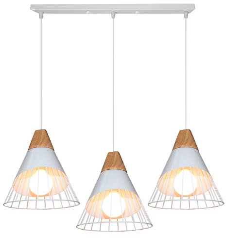 TOKIUS Lampada a sospensione Moderno Industriale Lampadas da soffitto E27 Legno e Metallo Lampadari e Plafoniere Interni Ø25cm Per Cucina Camera da letto
