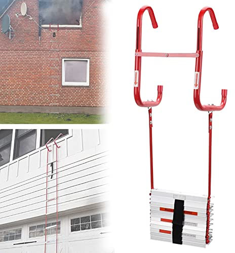 Feuerleiter, 2- bis 6-stöckige, tragbare, Wiederverwendbare Notfallleiter für Erwachsene und Kinder mit rutschfesten Sprossen und Breiten Stufen für Fenster und Balkon,32FT/10M