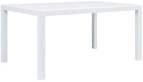 INLIFE Gartentisch Weiß 150 x 90 x 72 cm Kunststoff Rattan-Optik