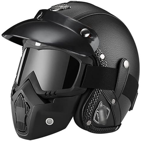 qloijnv Jethelm Motorradhelm Helm Motorrad Mopedhelm Urban Style, Motorradhelm Mit Schutzbrille ECE-Zugelassen, Jethelm Roller-Helm Scooter-Helm Moped Mofa-Helm Chopper Vintage