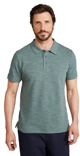 Mountain Warehouse Dawnay Pique Slub Textured Mens Polo Shirt - Comfy T-Shirt with a Relaxed fit, Short Sleeves & 2 Buttons - Spring Summer, Outdoors & Walking Green 3XL