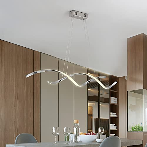 FAZRPIP Wave Design LED-Pendelleuchte 30 W / 39 W Curl Linear verstellbare Hängelampe Nordischer Stil Moderner Spiral-Kronleuchter für Kücheninsel Esstisch Wohnzimmerbeleuchtung