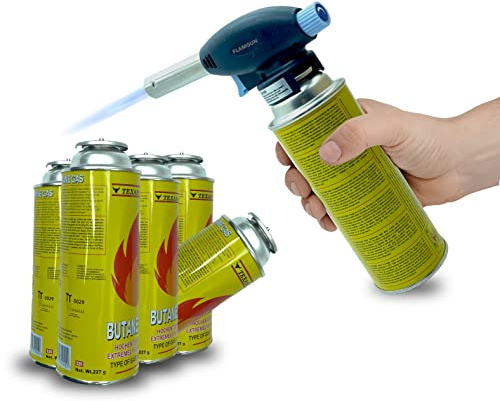 Campata Brenneraufsatz mit 8 Gaskartuschen 227g Gas Lötbrenner Gasbrenner Flambiergerät regulierbar mit Piezozündung 1 flammig Brenner