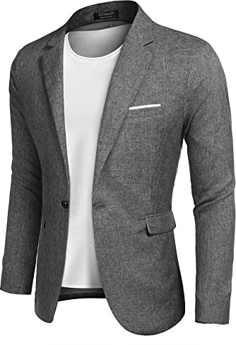 COOFANDY Sakko Herren Blazerjacken Modern Sommer Anzugjacke Sportlich Comfort Fit Grau XL