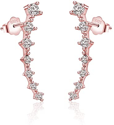 Dankadi Boucles D’oreilles avec 7 Étoiles en 925 Argent Sterling, Clous D'oreilles Étoiles aux Oreilles Grimpantes en AAA Zircone Cubique Brillant Cristal Fines Cadeau de Bijou pour Femme