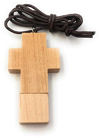 Onwomania Clé USB drôle de Croix en Bois véritable Christ 32 Go USB 2.0 Clé USB