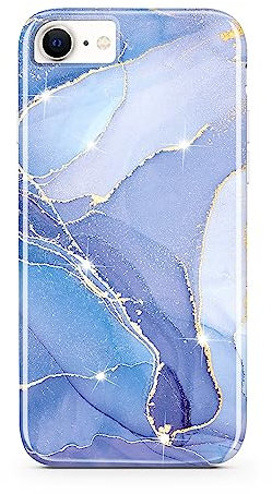 JIAXIUFEN Schutzhülle für iPhone SE 2022, iPhone SE 2020, goldfarben, glitzernd, Marmor-Design, schlank, stoßfest, flexibel, für iPhone 6/6S/7/8/SE, Hellblau
