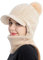 WANYIG 2 in 1 Winter Strickmütze Schal Mütze Set Winddichte Wintermütze Damen Fliegermütze mit Ohrenschutz Warm Skimütze mit Schal Bommel Plüschfutter(07 Beige)