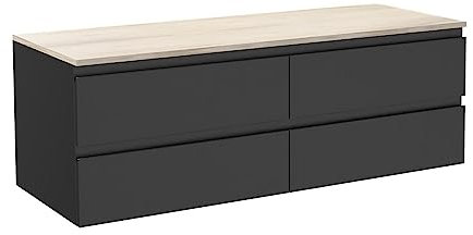 MOB-IN Meuble Double Vasque 120cm avec Plan Bois Sorrento Noir