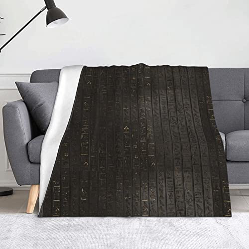 BUULOO Flanelldecke aus antikem ägyptischen Hieroglyphen, 125 x 150 cm, dekorative Decke für Sofa, Zweisitzer, Bett oder Schlafsaal, mehrere Muster zur Auswahl.