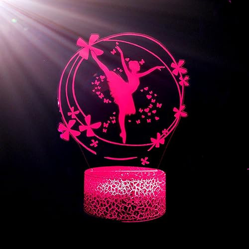 Jinson well 3D ballett Lampe led nacht licht optische Illusion Nachtlicht, 16 Farbwechsel Tisch Schreibtisch Dekoration Lampen mit Acryl Base USB Spielzeug