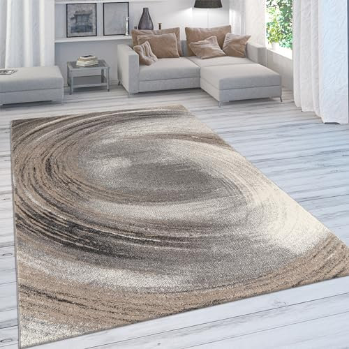 Paco Home Teppich Wohnzimmer Schlafzimmer Kurzflor Vintage Optik Bunt Modern Pastell Abstrakt, Grösse:120x170 cm, Farbe:Beige 3