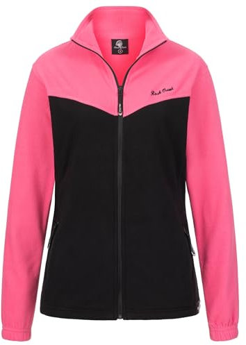 Rock Creek Damen Fleecejacke warm Übergangsjacke Windbreaker Fleece Jacken Outdoorjacke Stehkragen Damenjacke Teddyfleece Sweatjacke Pullover D-501 Schwarz XL