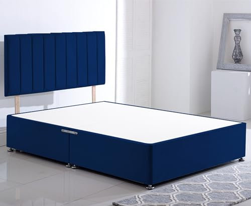 ComfoRest Small Double Divan Bed with No Drawers - 4FT - (Blue Plush) - Minimalist Frame for Compact Spaces - Reliable Design for Versatile Living Solutions - Modern Style for Everyday Use