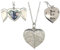 With Your Touch Personalised Engraved Photo Locket Necklace - Silver Heart - Angel Wings