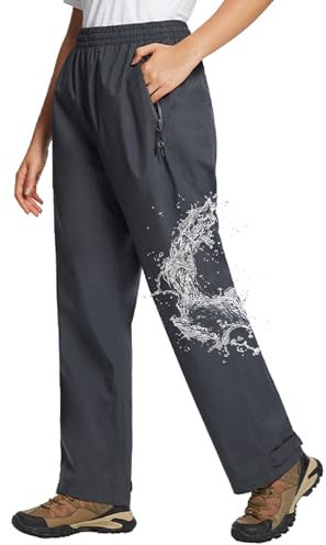 baleaf Regenhose Damen Wasserdicht 10000mm H2O Atmungsaktiv Überziehhose Leichte Wanderhose Trekkinghose Winddicht Fahrrad Outdoor Trekking Dunkelgrau M