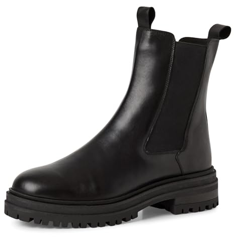 MARCO TOZZI Damen Chelsea Boots aus Leder mit Plateau, Schwarz (Black), 41 EU