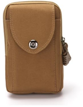 FDEETY Handy Gürteltasche Taktische Hüfttaschen Kapazität kleine Utility EDC Tasche für Camping Wandern Radfahren Klettern und Reisen Mit Karabiner (Senkrecht-Bräunlich)