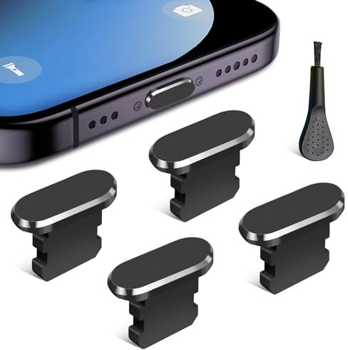 Limvory Anti Dust Plug for iPhone, 4 Pack iPhone Dust Plug Cover Charging Port Protector Cap with Cleaning Brush for iPhone 14 Pro Max 13 12 11 AirPods iPad, All Lightning Port Devices