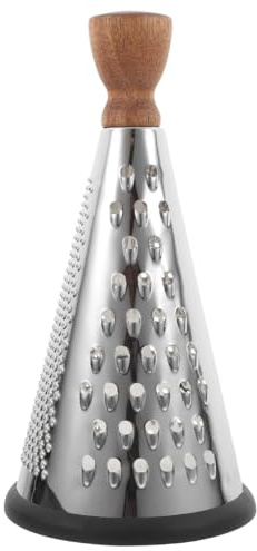 HEMOTON Küchenreibe Mehrzweckreibe Käsezerkleinerer Schokoladenreibe Manuelle Gemüsereibe für Küche Metall Käsereibe Gurke konisches Holz 22,9 cm