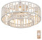 juajua Boho Wood Beaded Ceiling Fan with Light and Remote, 19 Caged Ceiling Fan Lights with 6 Wind Speeds, Reversible, Bohemian Flush Mount Ceiling Fans for Bedroom Kitchen Diningroom - White