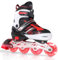 LOKJIJI Einstellbare Inline Skates für Kinder Mädchen Jungen Anfänger, Schwarz & Rot Inline Skates mit Light Up Räder für Kinder und Jugendliche für drinnen draußen Sport (Small)