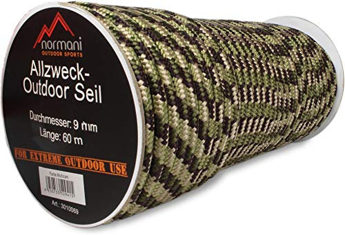normani Allzweck-Outdoor-Seil, 9 mm x 60 Meter Farbe Multitarn